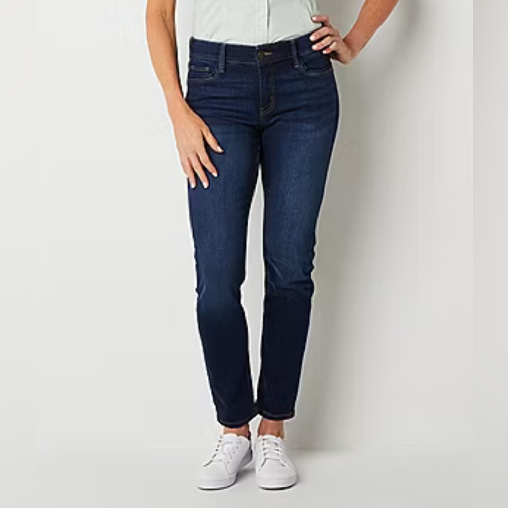Liz Claiborne Womens Mid Rise Slim Fit, Skinny Leg Jean